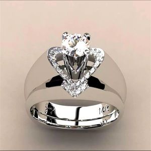 2 pc crystal/ silver colored wedding set